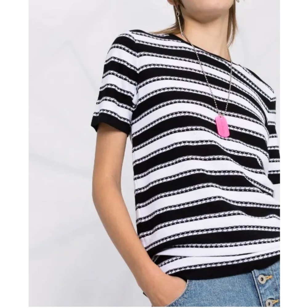 BALMAIN horizontal-stripe pattern short-sleeve top - image 1